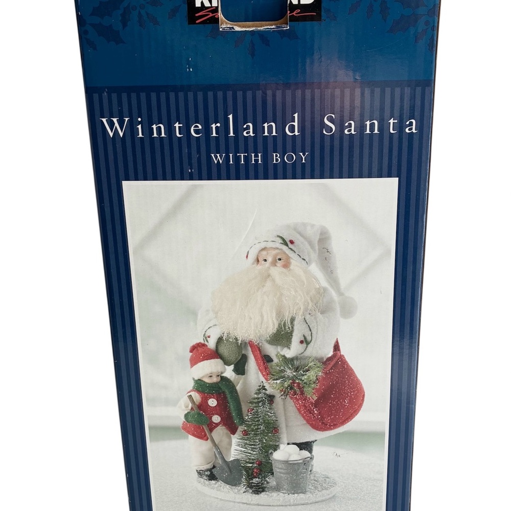 Kirkland Signature Winterland Santa and Boy Figurine Red and White with box